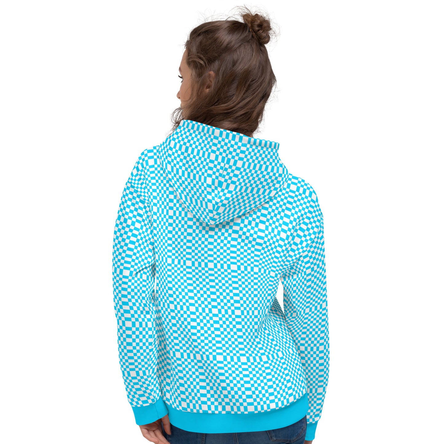 Light Blue & White Squares — Women Hoodie