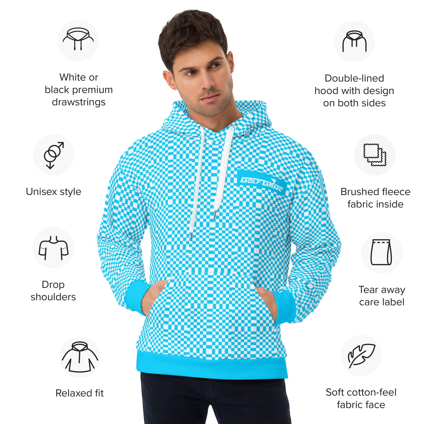Light Blue & White Squares — Women Hoodie