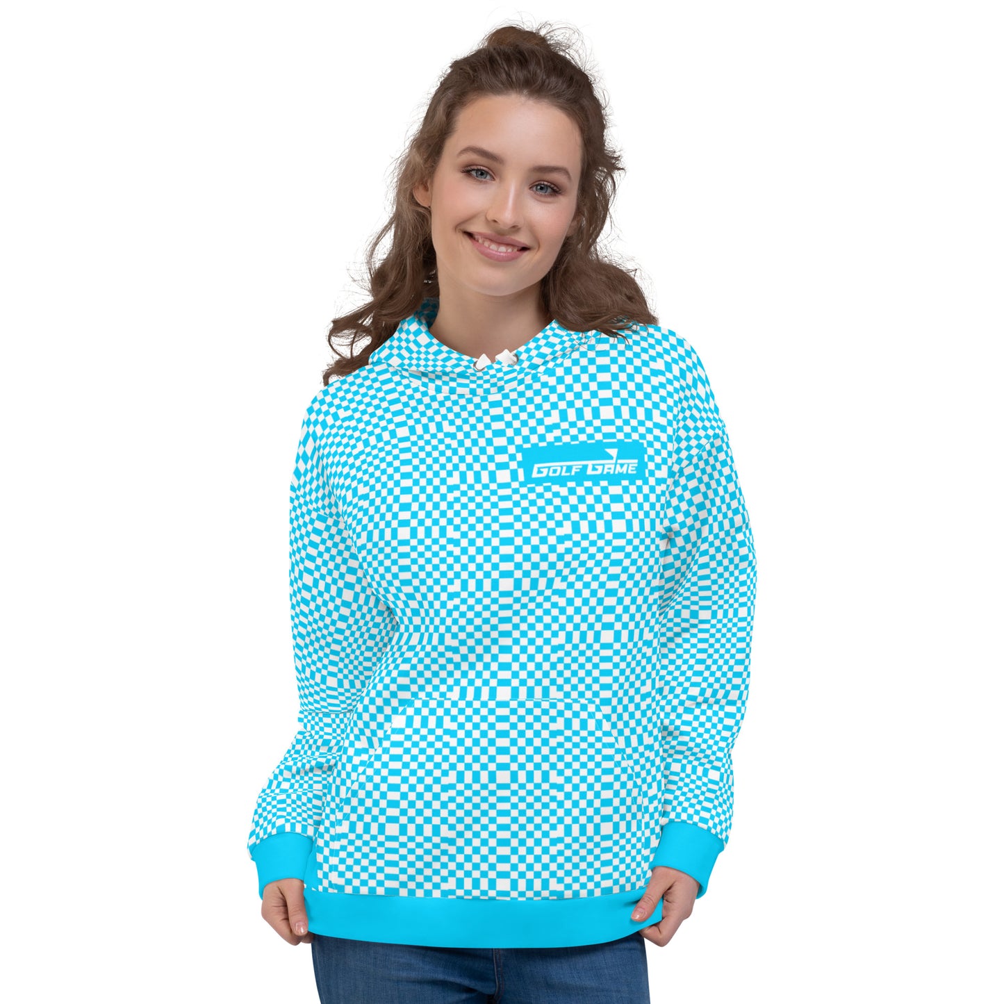 Light Blue & White Squares — Women Hoodie