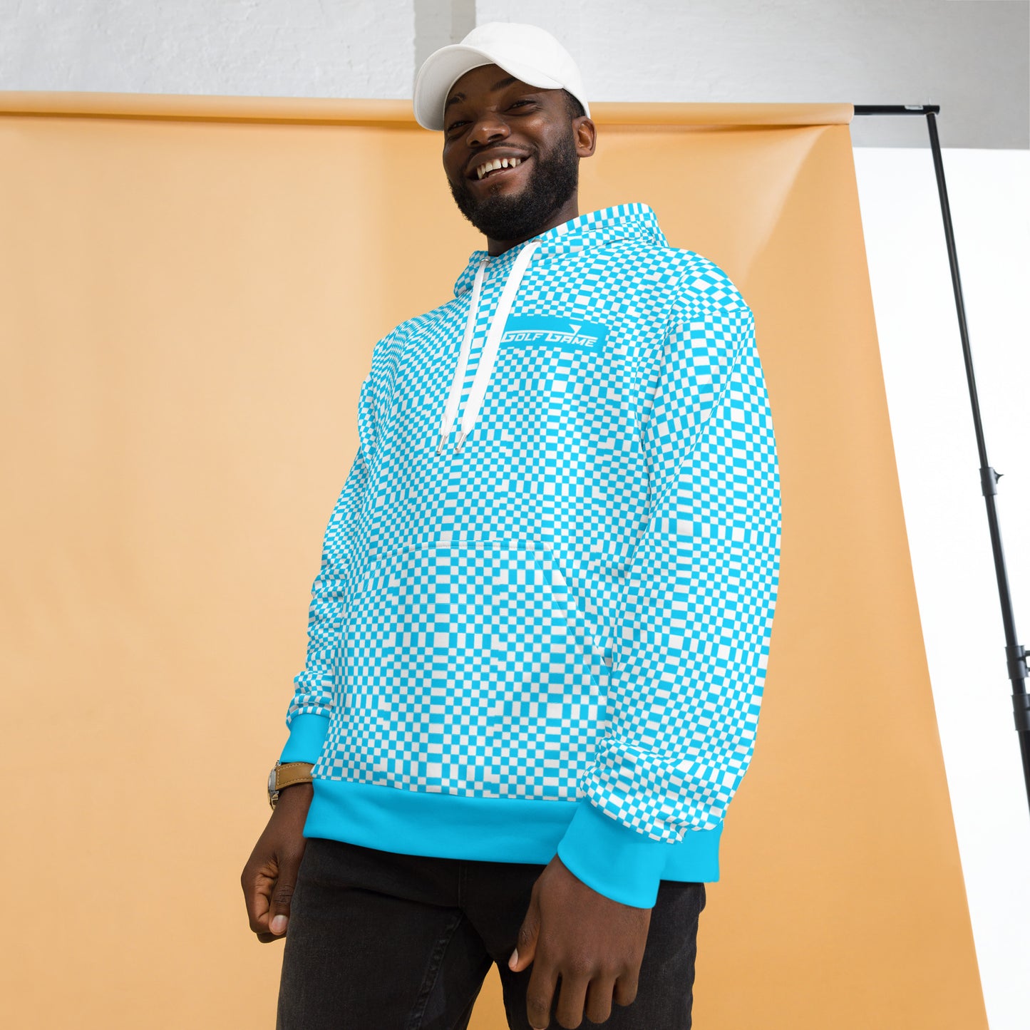 Light Blue & White Squares — Women Hoodie