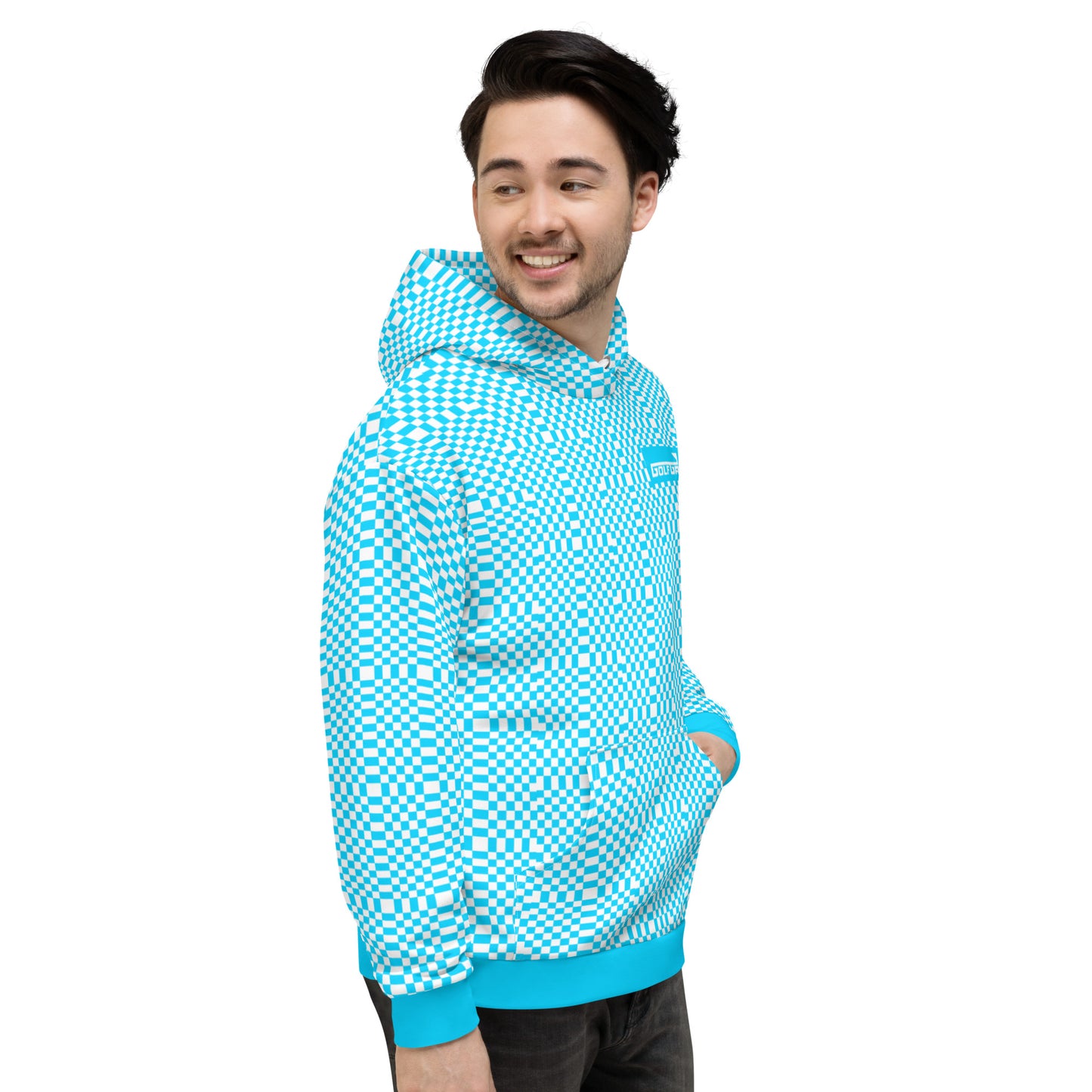 Light Blue & White Squares — Women Hoodie