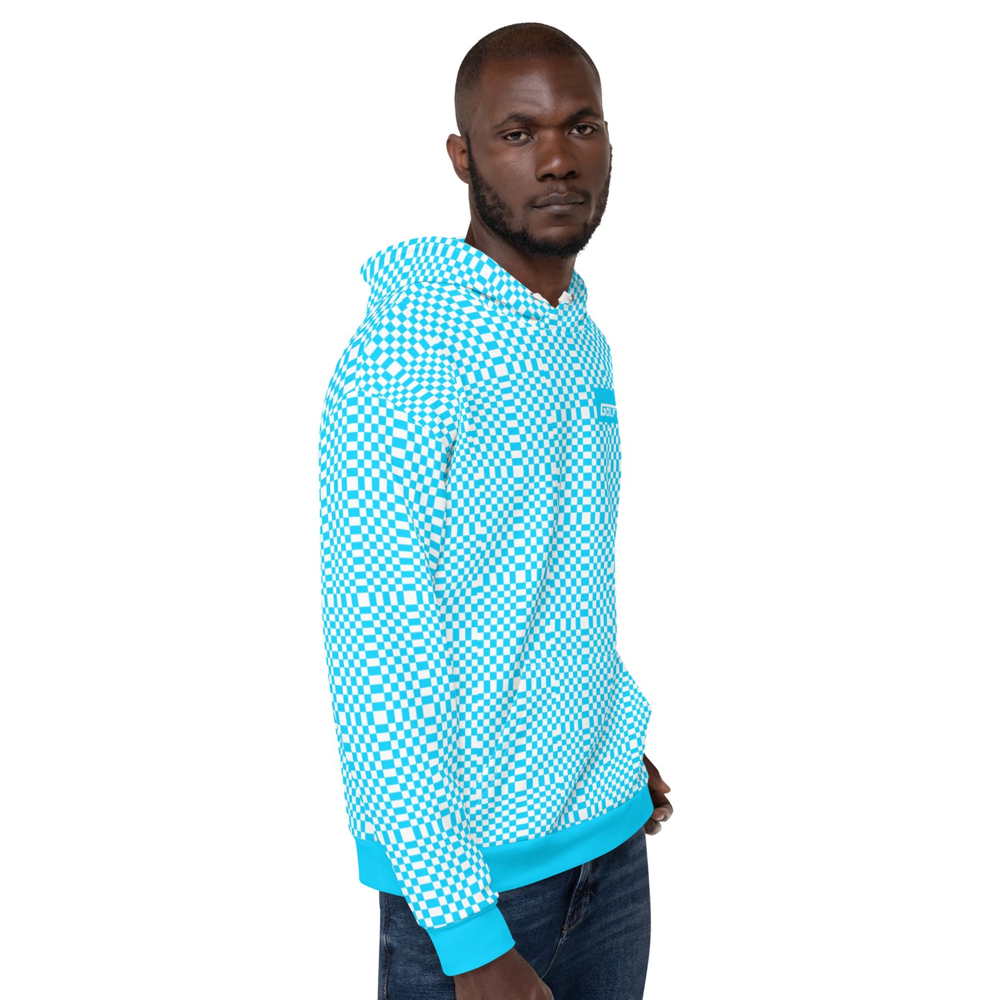 Light Blue & White Squares — Women Hoodie