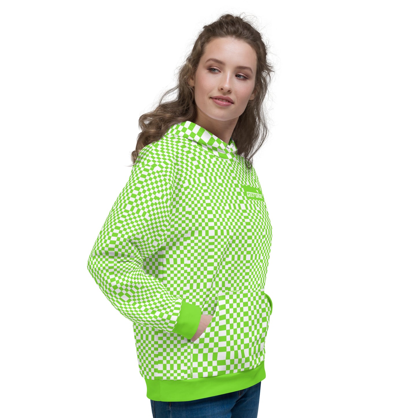 Green & White Squares — Women Hoodie