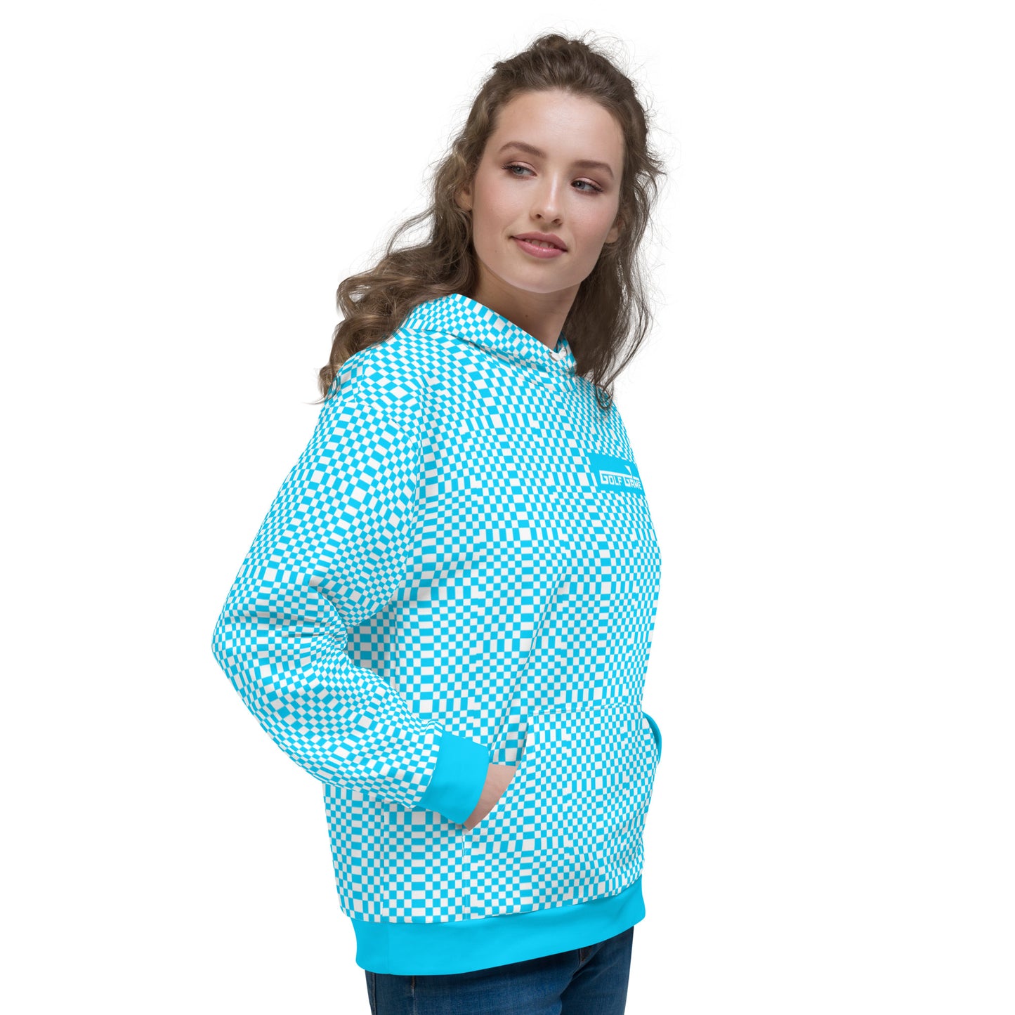 Light Blue & White Squares — Women Hoodie