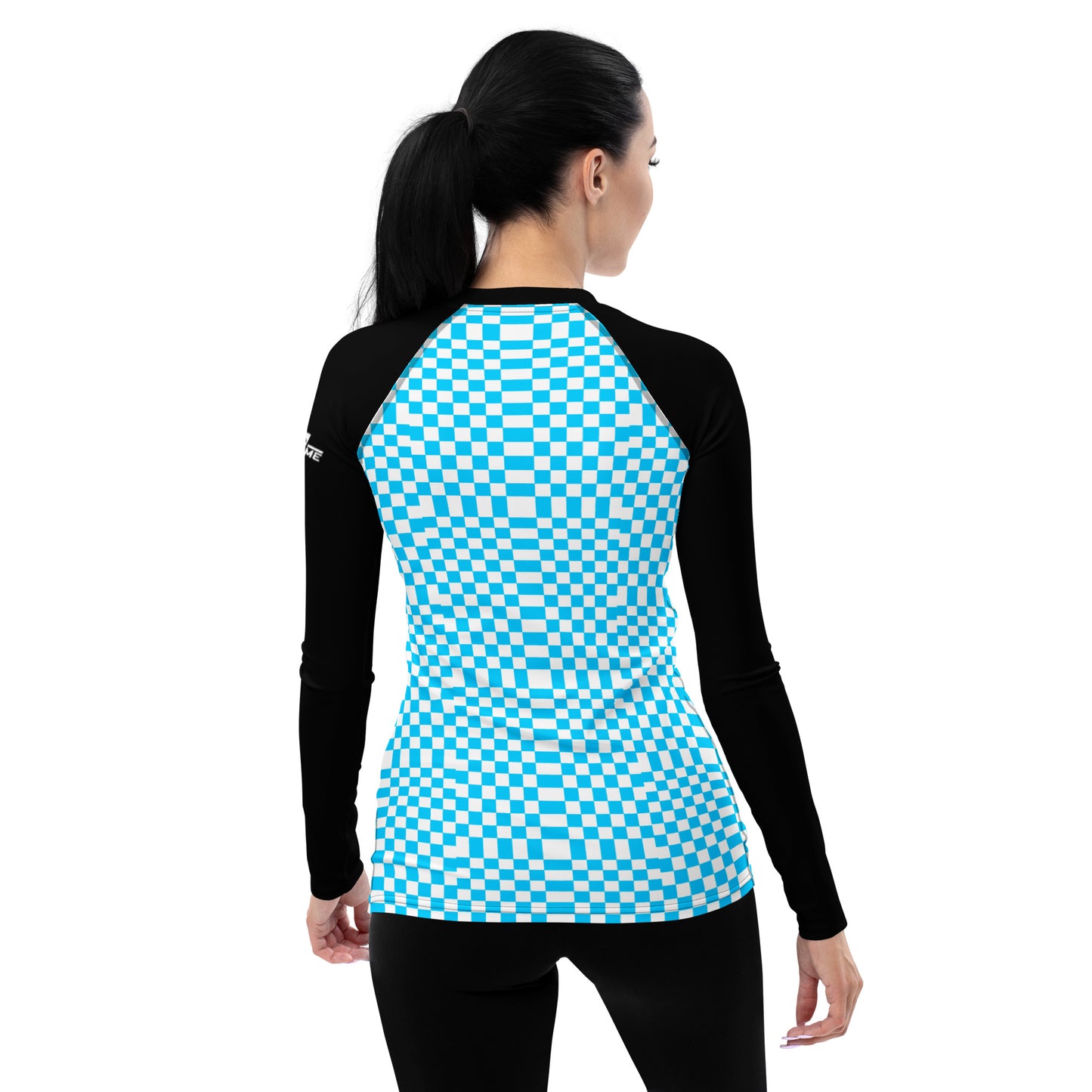 Light Blue & White Squares - Women's Rash Guard