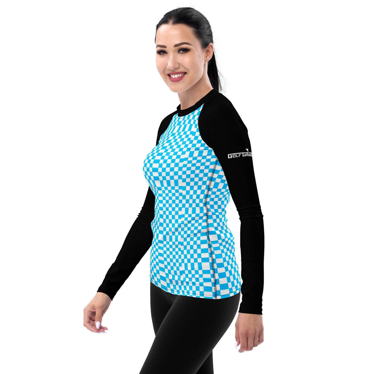 Light Blue & White Squares - Women's Rash Guard