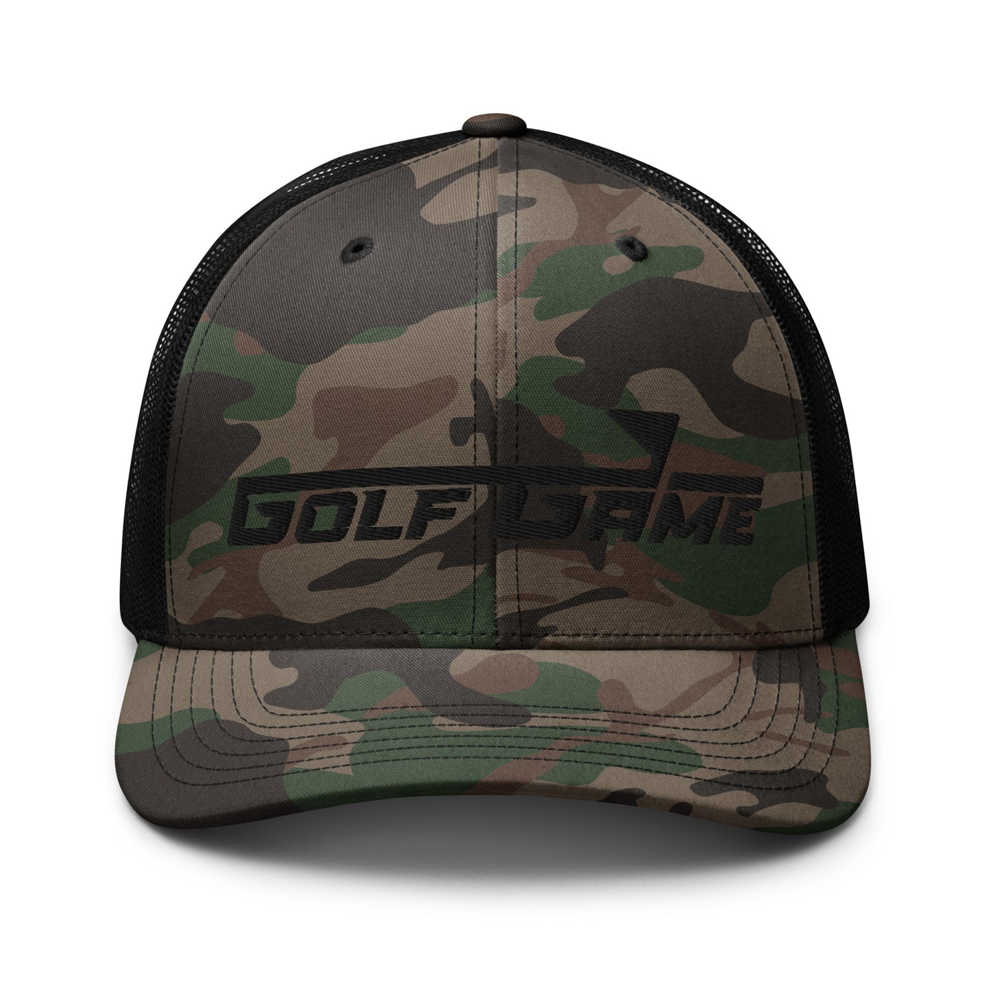 Golf Game Logo — Camouflage trucker hat