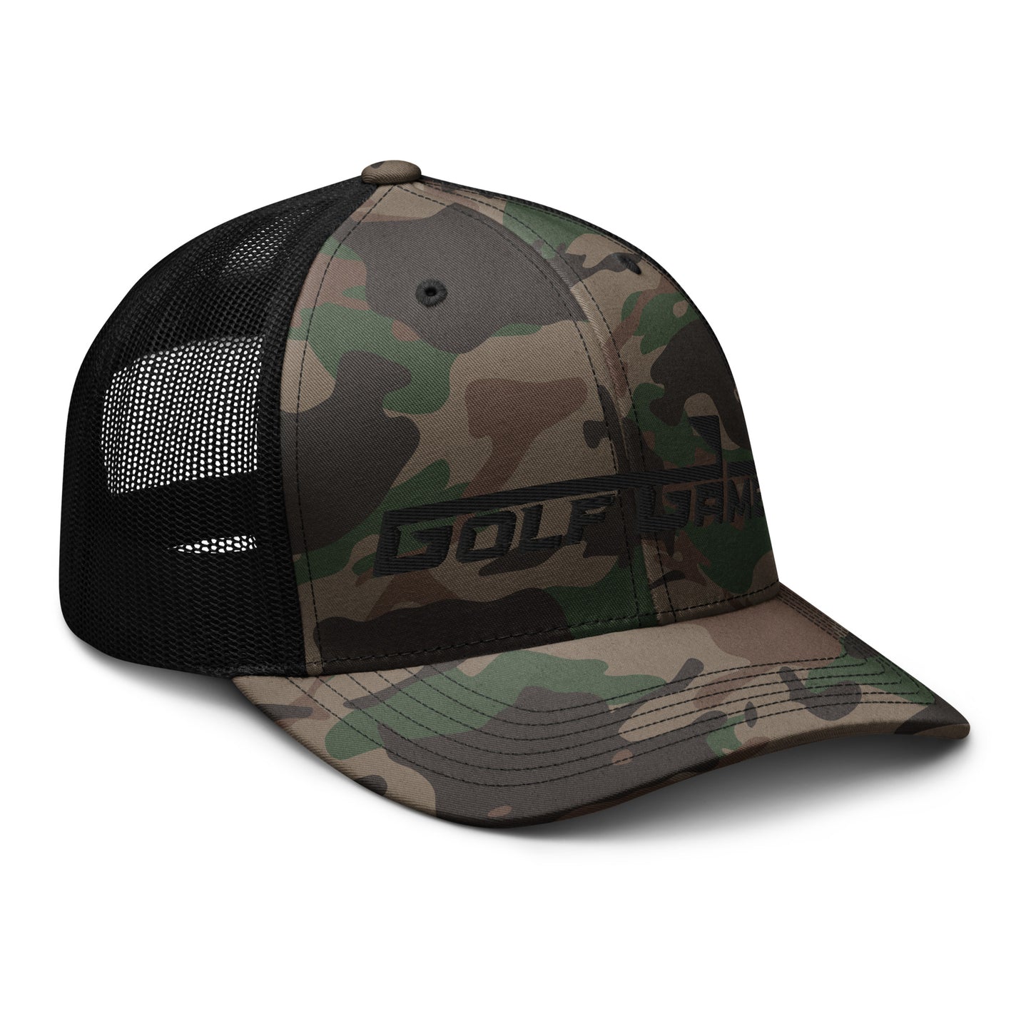 Golf Game Logo — Camouflage trucker hat