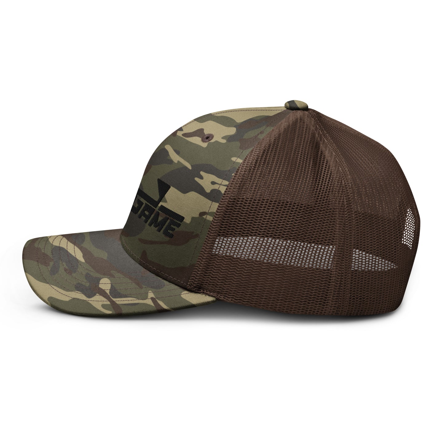 Golf Game Logo — Camouflage trucker hat