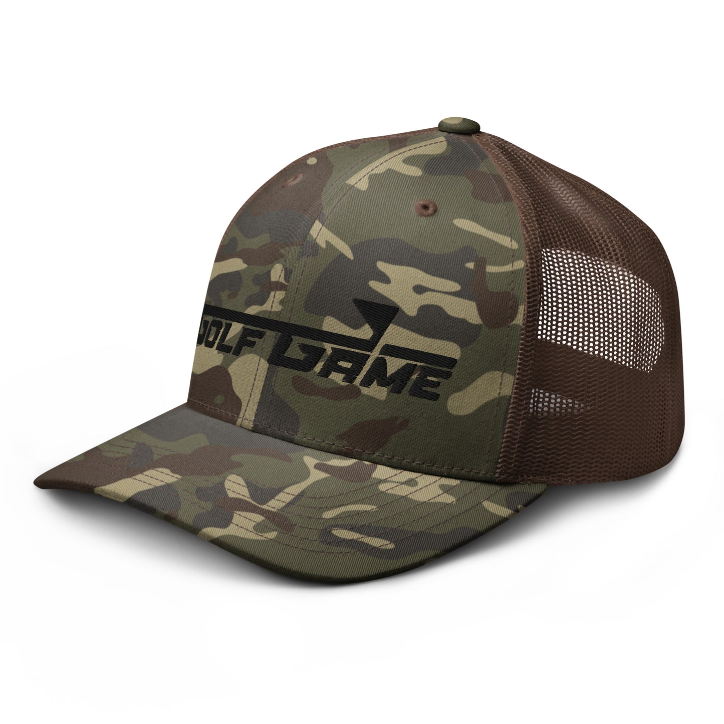 Golf Game Logo — Camouflage trucker hat