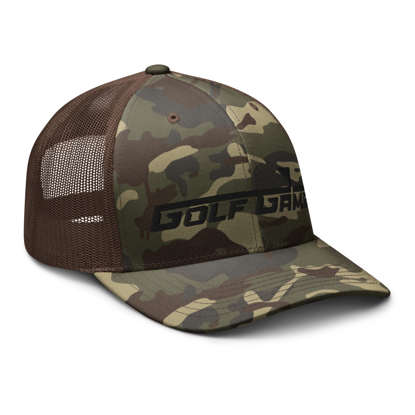 Golf Game Logo — Camouflage trucker hat