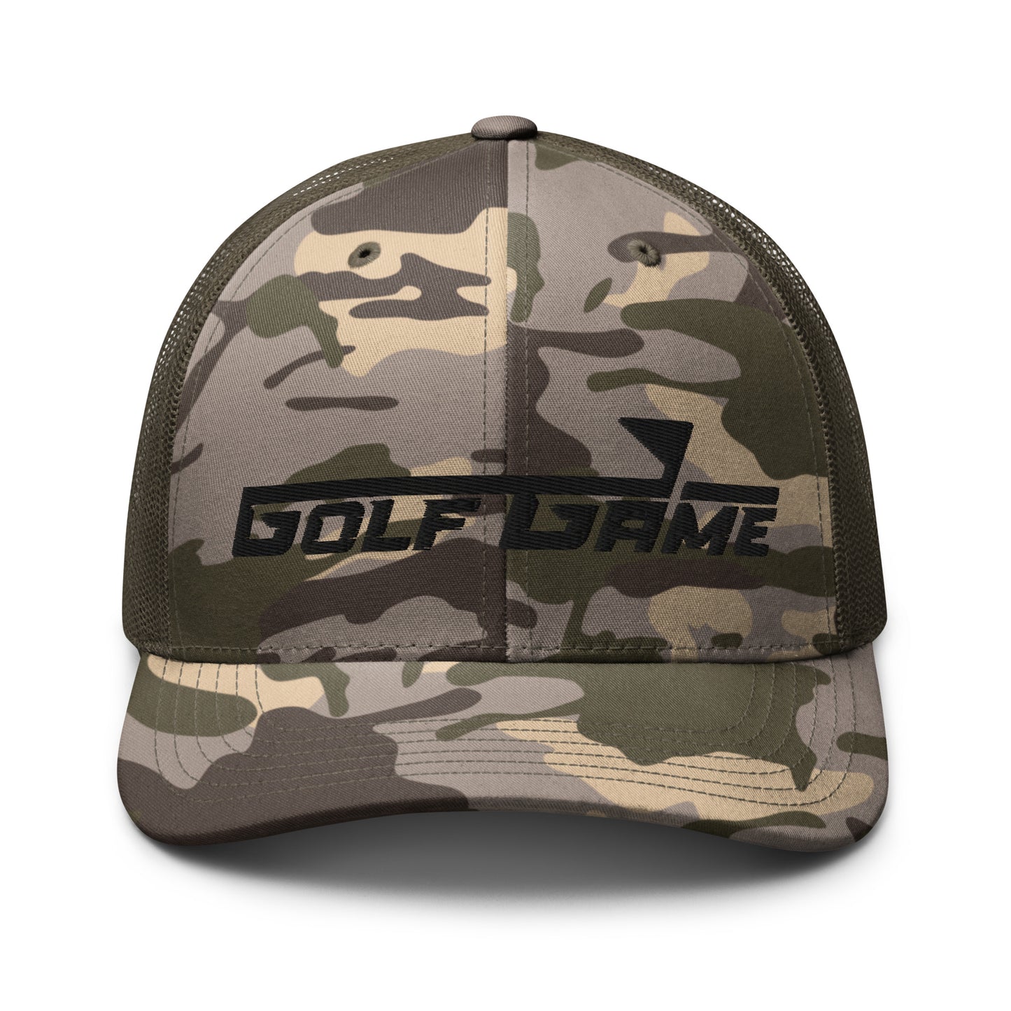 Golf Game Logo — Camouflage trucker hat