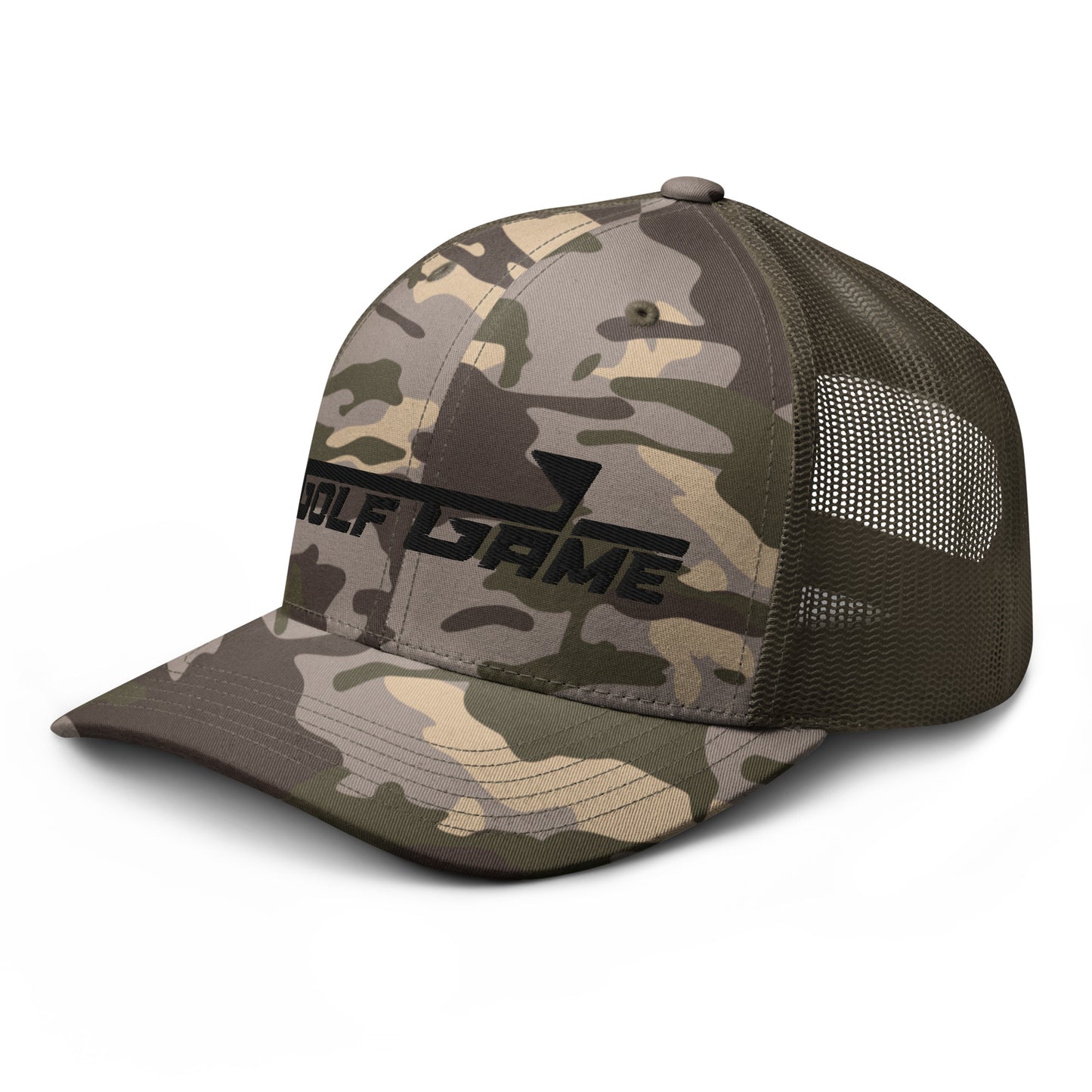 Golf Game Logo — Camouflage trucker hat