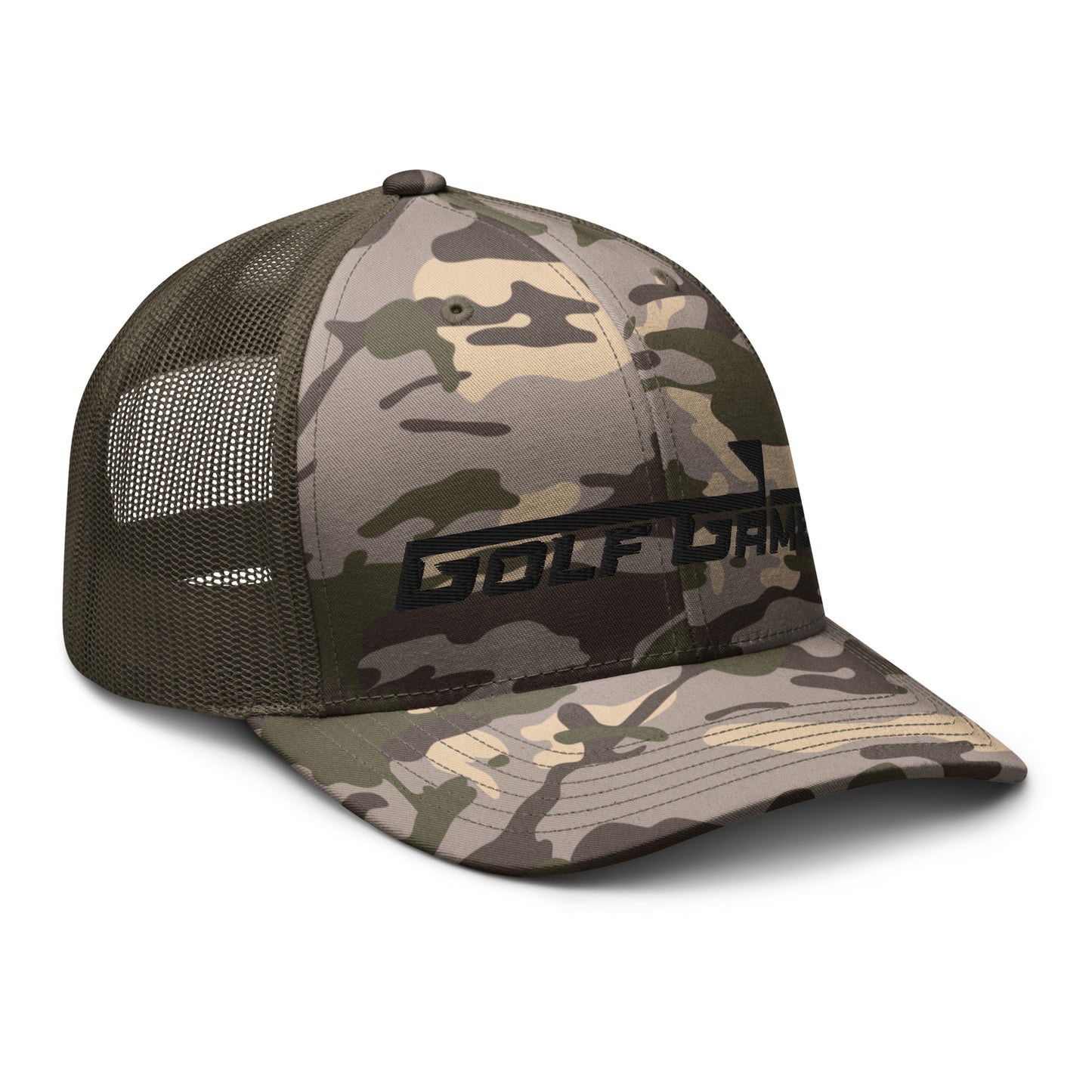 Golf Game Logo — Camouflage trucker hat