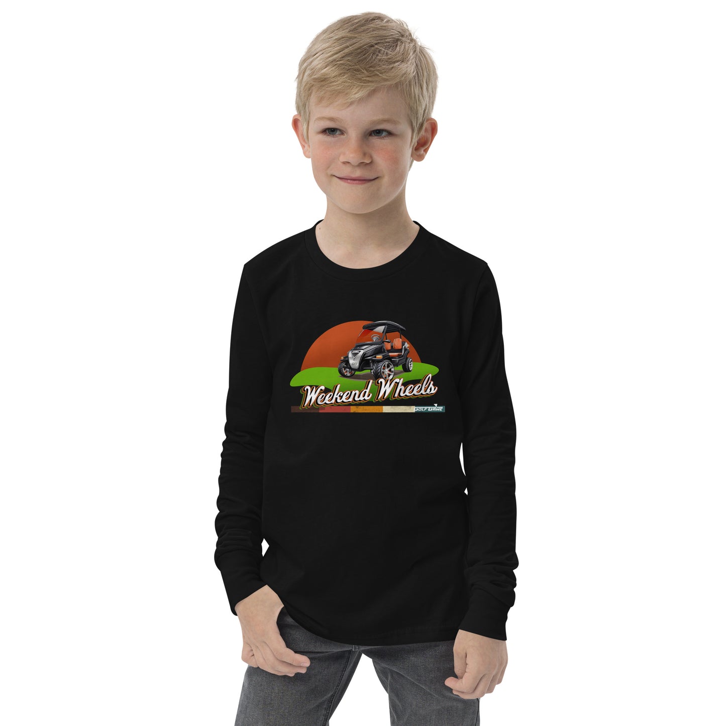WEEKEND WHEELS — Youth long sleeve Golf Game tee