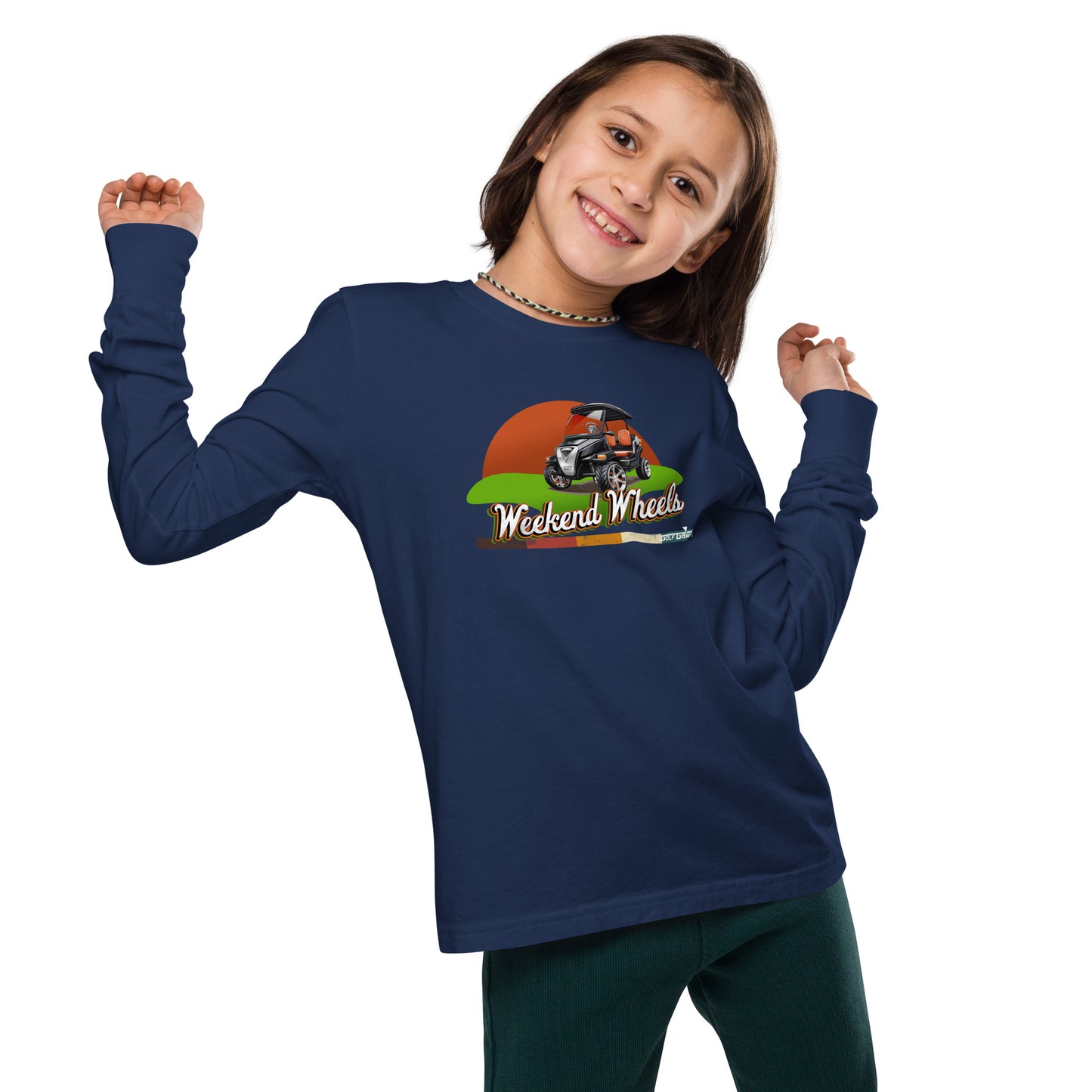 WEEKEND WHEELS — Youth long sleeve Golf Game tee