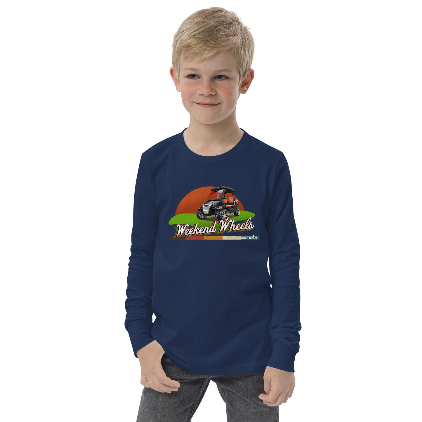 WEEKEND WHEELS — Youth long sleeve Golf Game tee