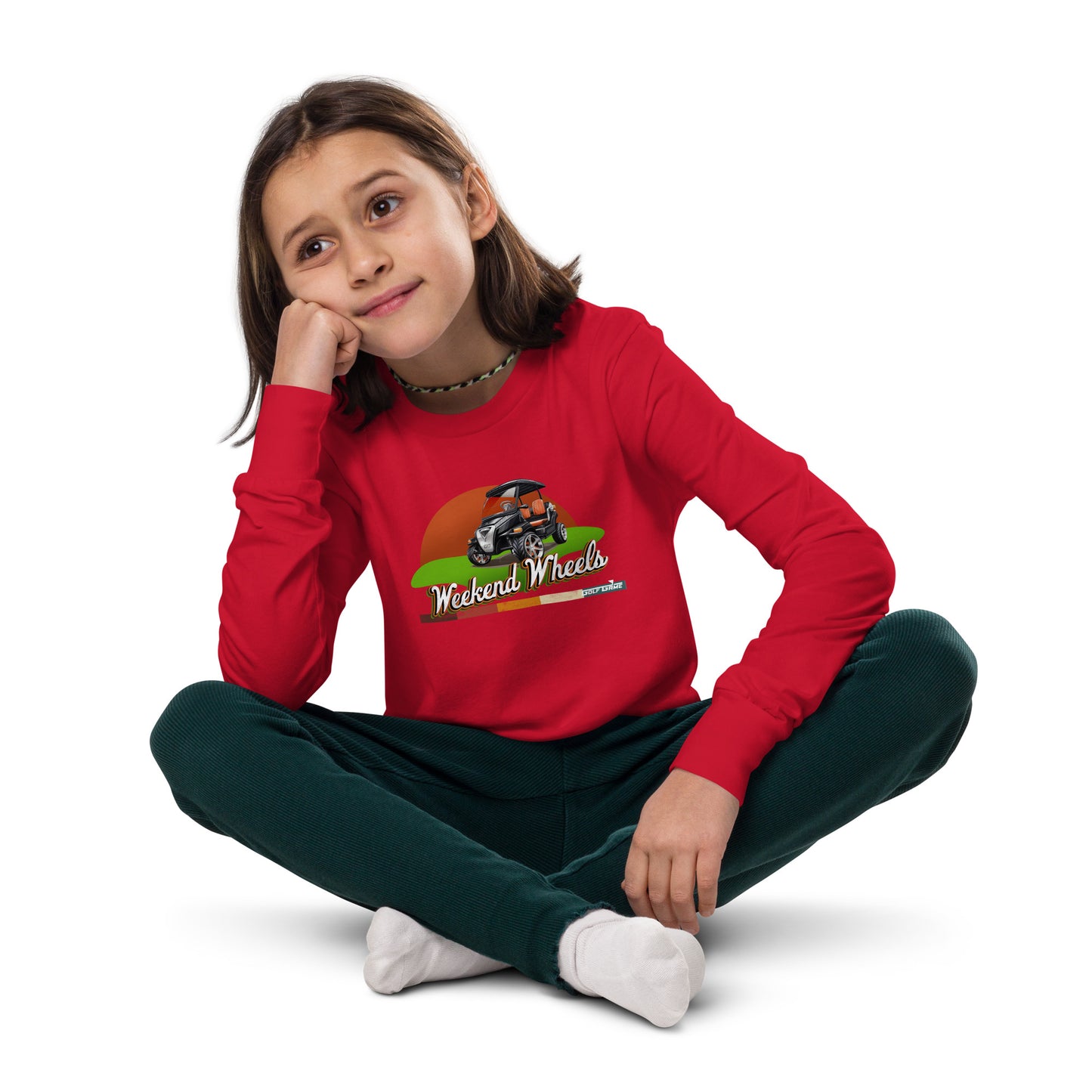 WEEKEND WHEELS — Youth long sleeve Golf Game tee