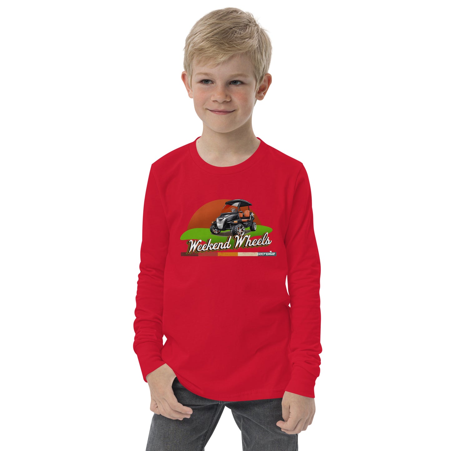 WEEKEND WHEELS — Youth long sleeve Golf Game tee