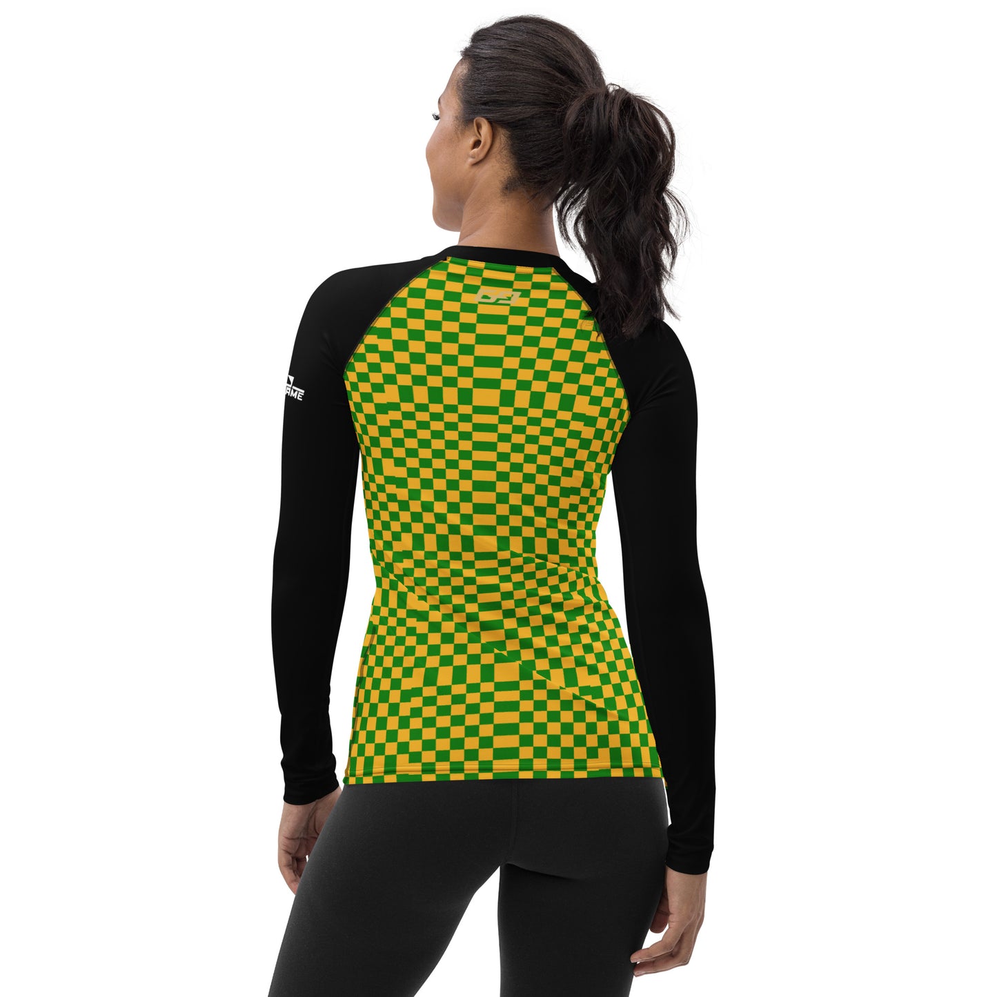 Green & Gold Squares — Women's Rash Guard