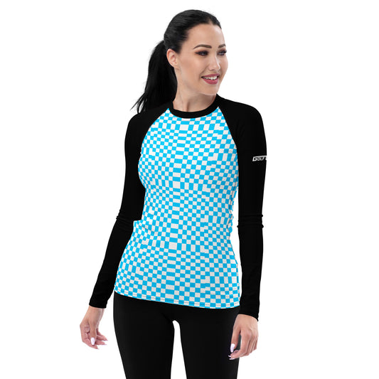 Light Blue & White Squares - Women's Rash Guard