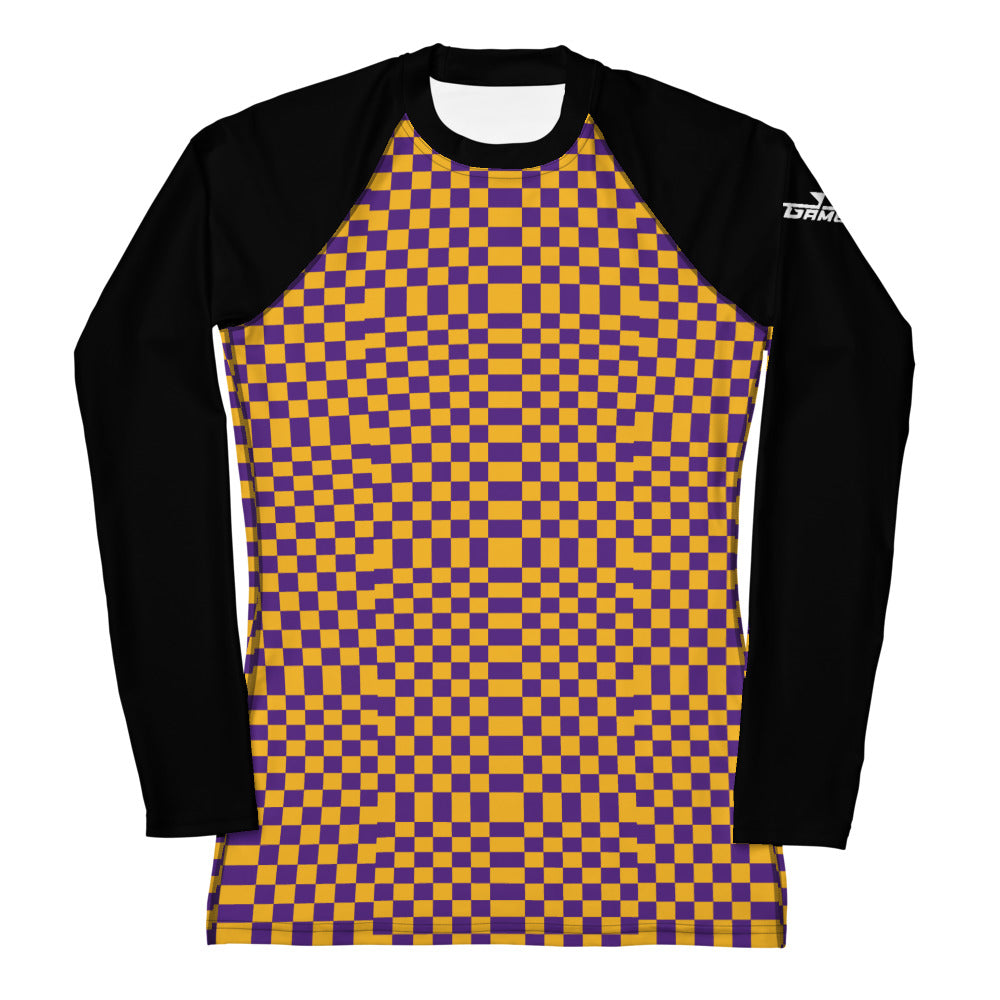 SQUARES Purple & Gold — Women's Rash Guard