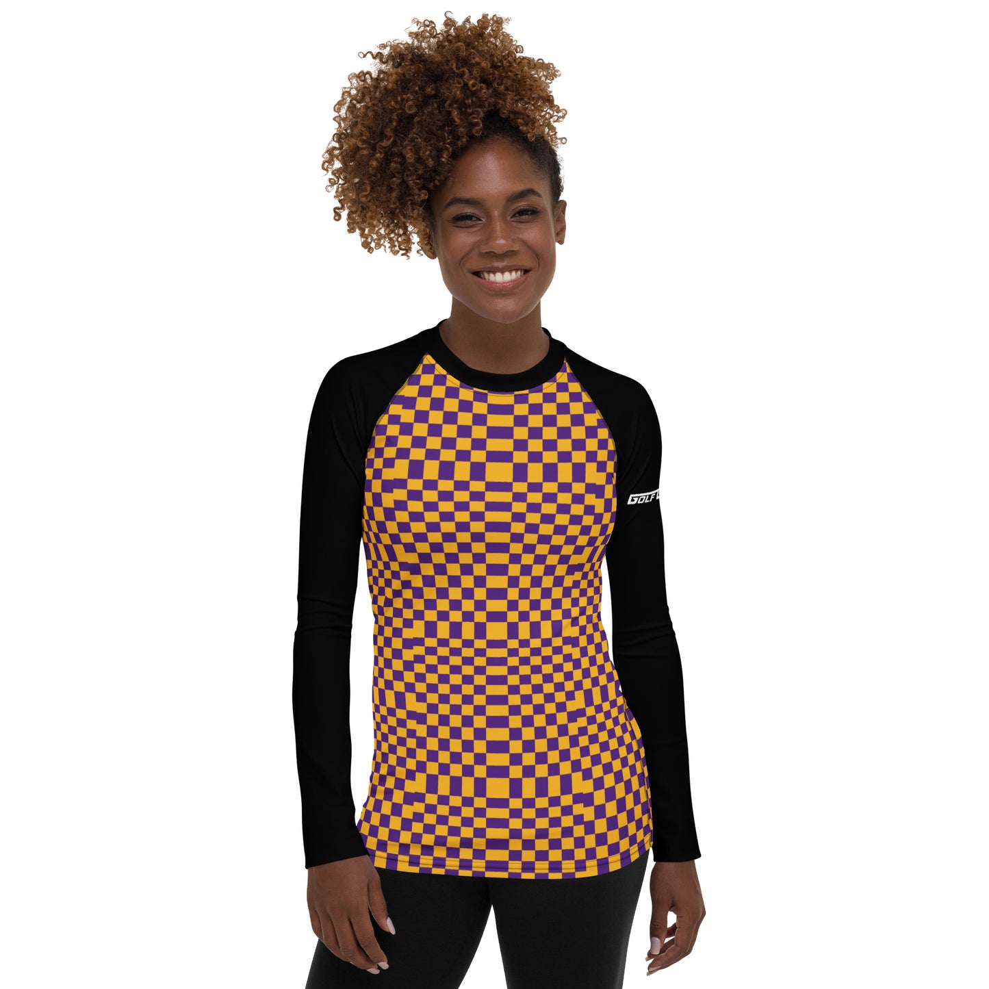 SQUARES Purple & Gold — Women's Rash Guard