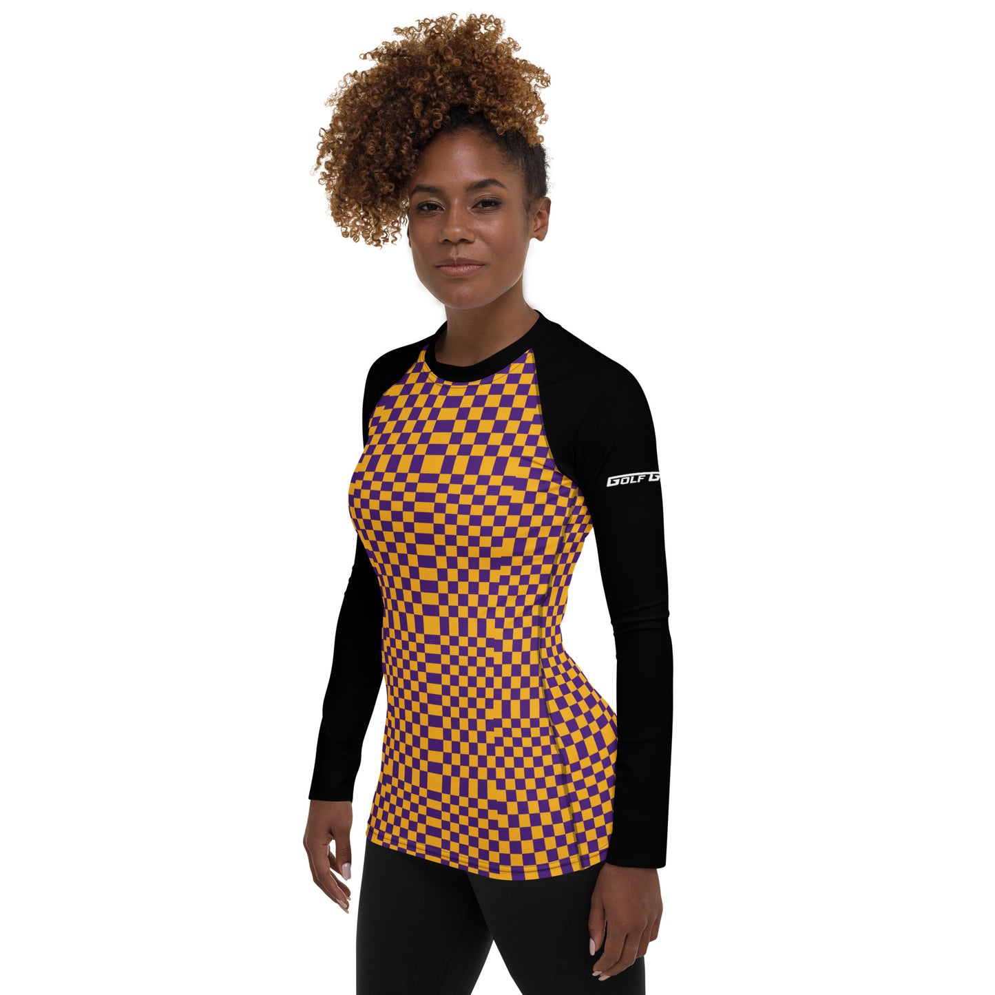 SQUARES Purple & Gold — Women's Rash Guard