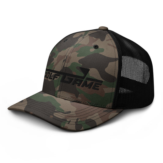 Golf Game Logo — Camouflage trucker hat