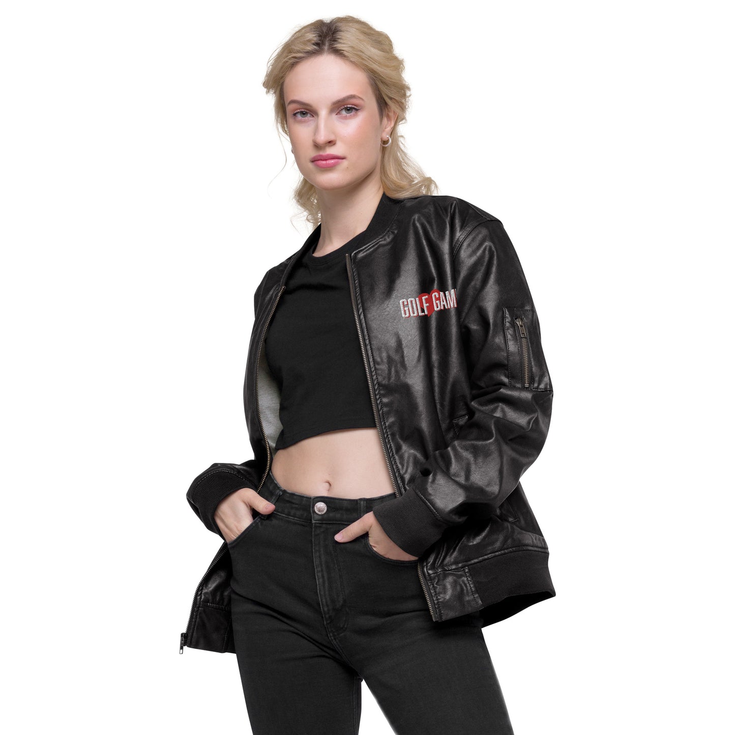 Golf Game Love — Leather Bomber Jacket