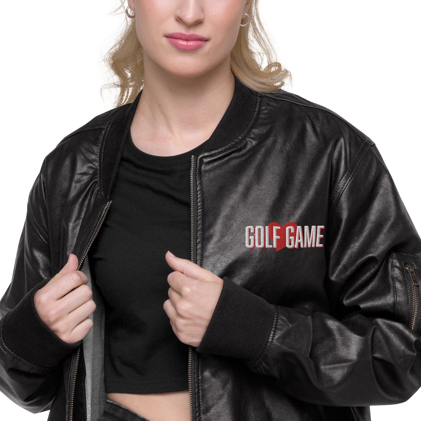 Golf Game Love — Leather Bomber Jacket